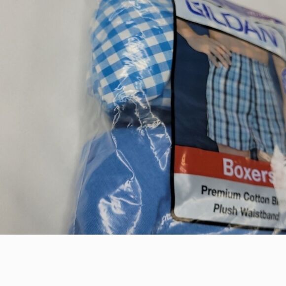 NEW 4 PAIR 2XL 44 45 46 premium cotton boxers BLUE boxer shorts  Gildan NWT - Picture 2 of 5